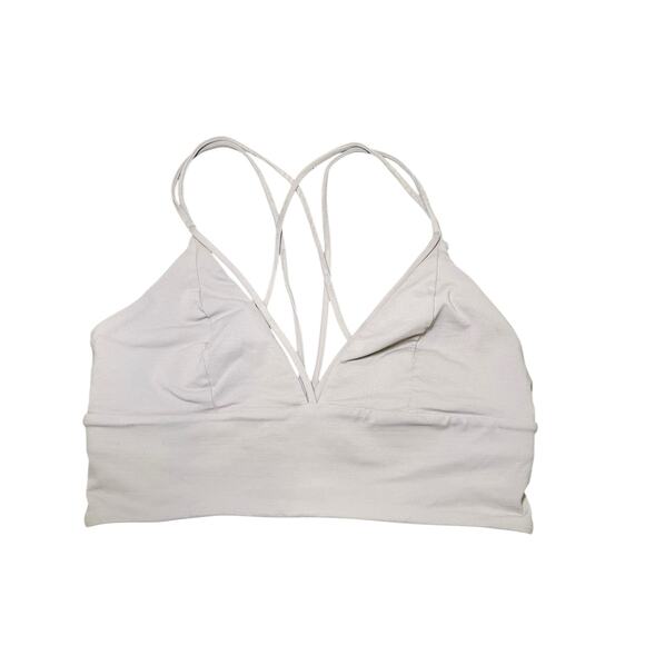 Lululemon Women 6 Pushing Limits Bra Dark Chrome Light Grey Criss Cross Back - Picture 4 of 13